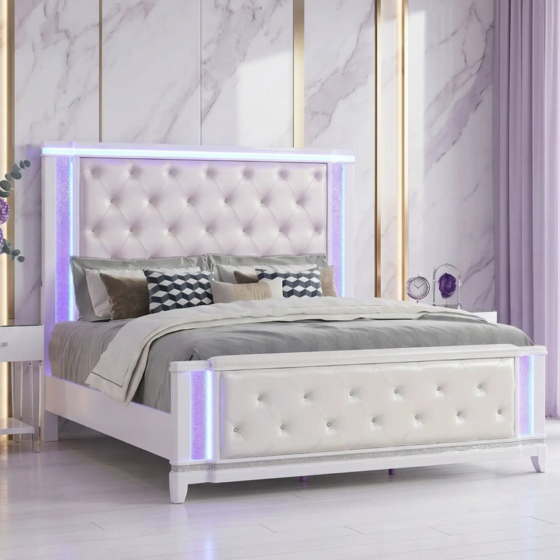 Opium - King Size Tufted Bed - White by HouseOfZazla