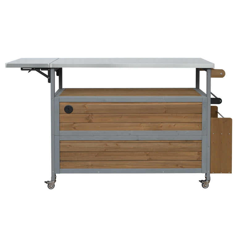 Foldable Outdoor Kitchen Island Patio Mobile Kitchen Cart by HouseOfZazla