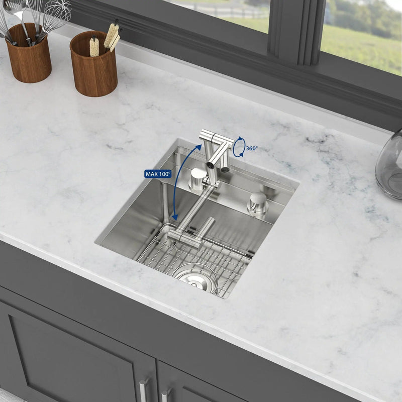 Modern Undermount Bar Sink With Folding Faucet by HouseOfZazla