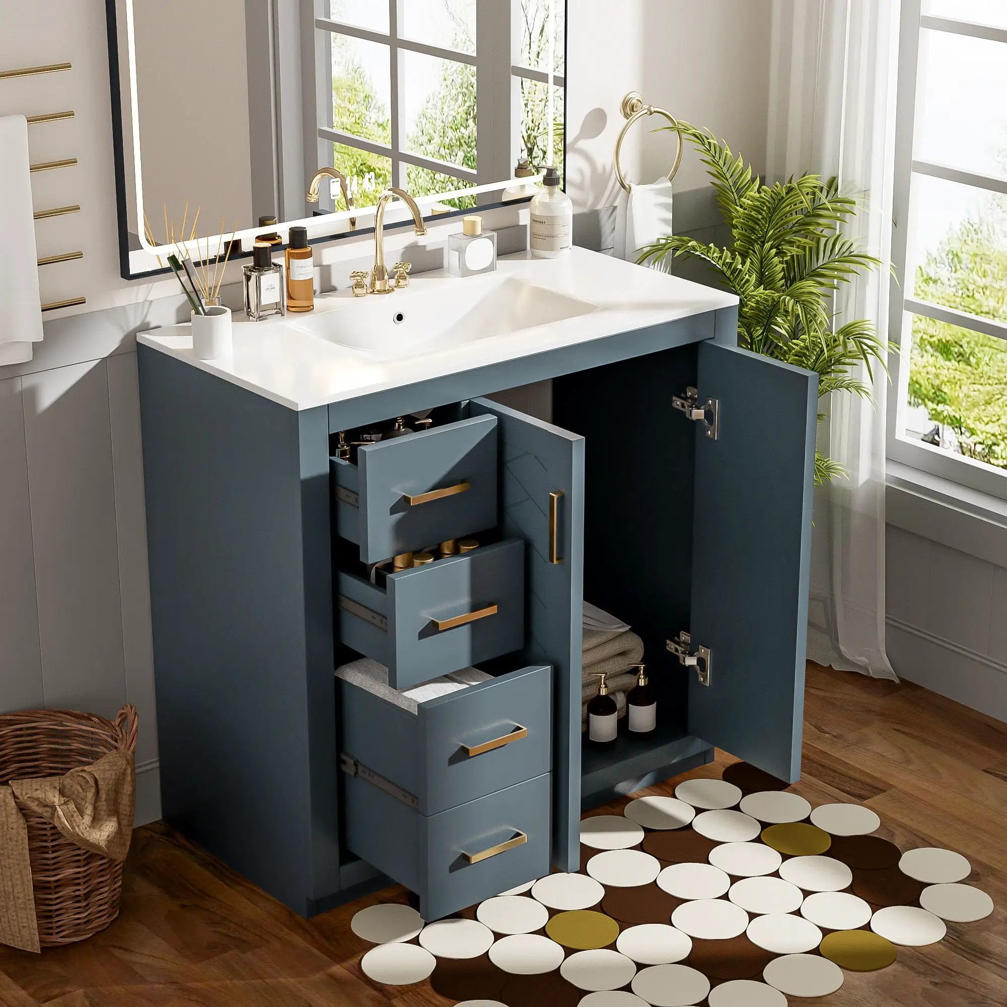 Bathroom Vanity With Sink Combo, Storage Cabinet, Freestanding Set With 3 Drawers & Soft Closing Doors by Unique Piece Furniture