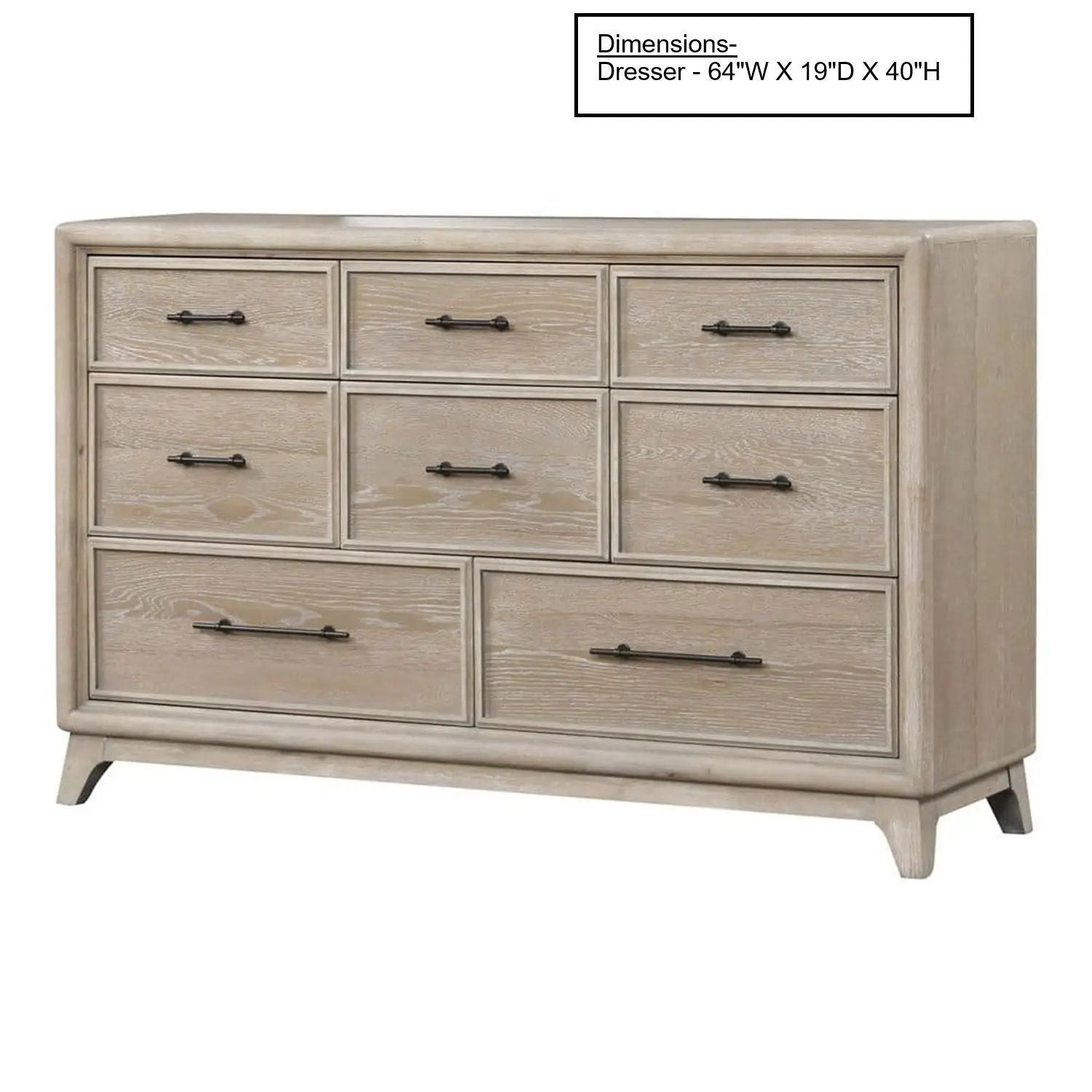 8 Drawers 1 Piece Dresser, Ample Storage Bedroom - Oak by Unique Piece Furniture