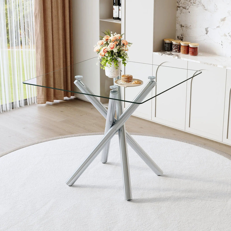 Modern Electroplated Metal Leg Bar Table with Tempered Glass Top by HouseOfZazla