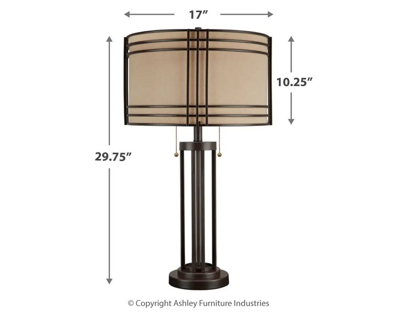 Hanswell - Metal Table Lamp - Dark Brown by Unique Piece Furniture