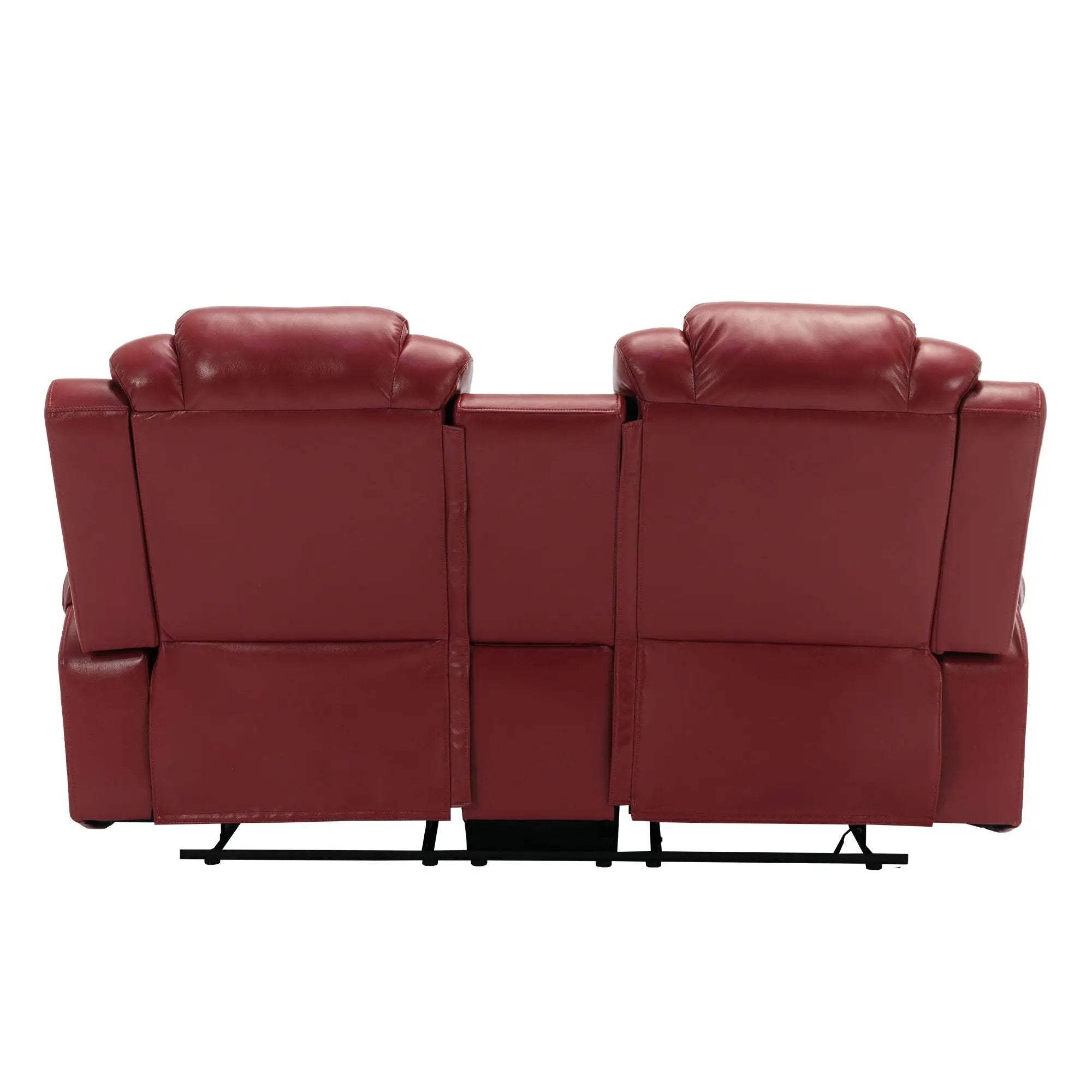 Home Theater Seating Manual Recliner Loveseat With Hide-Away Storage, Cup Holders And Led Light Strip For Living Room by HouseOfZazla