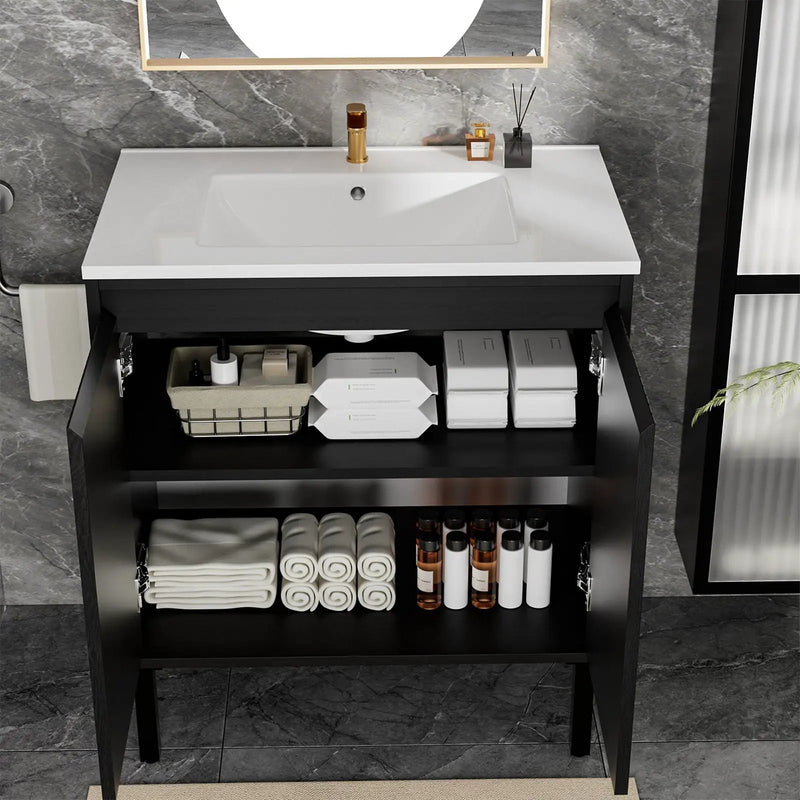Bathroom Vanity With Ceramic Sink, Floor-Standing Design, Soft-Closing Drawers by Unique Piece Furniture