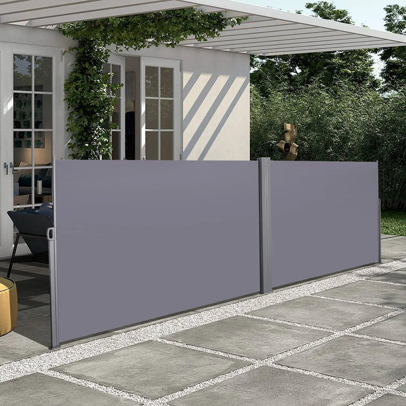 Retractable Side Awning, Waterproof & UV-Resistant, Privacy Screen Divider Roll Up Balcony - Gray by Unique Piece Furniture