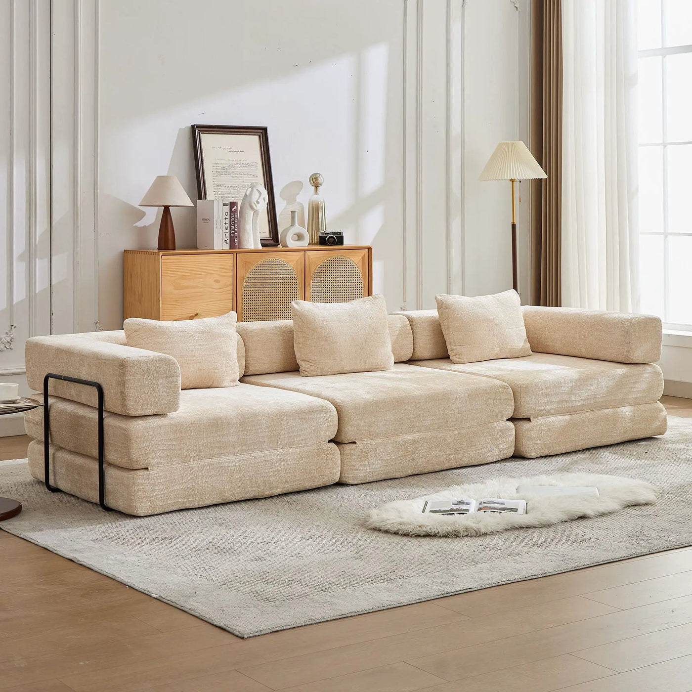 Convertible Floor Sofa Bed, Boneless Modular Sectional Sofa For Living Room by Unique Piece Furniture