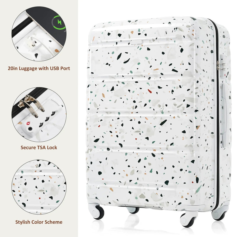 Luggage Set of 3 with USB Port and Spinner Wheels by HouseOfZazla