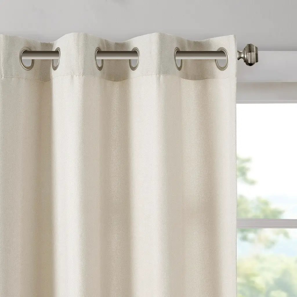 Plaid Rod Pocket and Back Tab Curtain Panel with Fleece Lining Natural 50x84" by HouseOfZazla