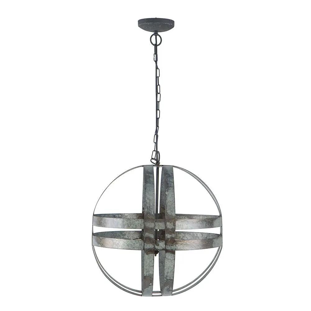 4 Light Galvanized Chandelier, Hanging Light Fixture With Adjustable Chain For Kitchen, Bulb Not Included - Gray by Unique Piece Furniture