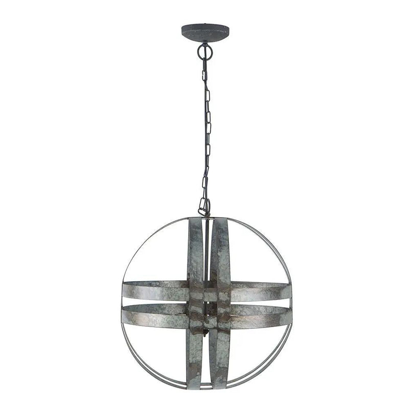 4 Light Galvanized Chandelier, Hanging Light Fixture With Adjustable Chain For Kitchen, Bulb Not Included - Gray by Unique Piece Furniture
