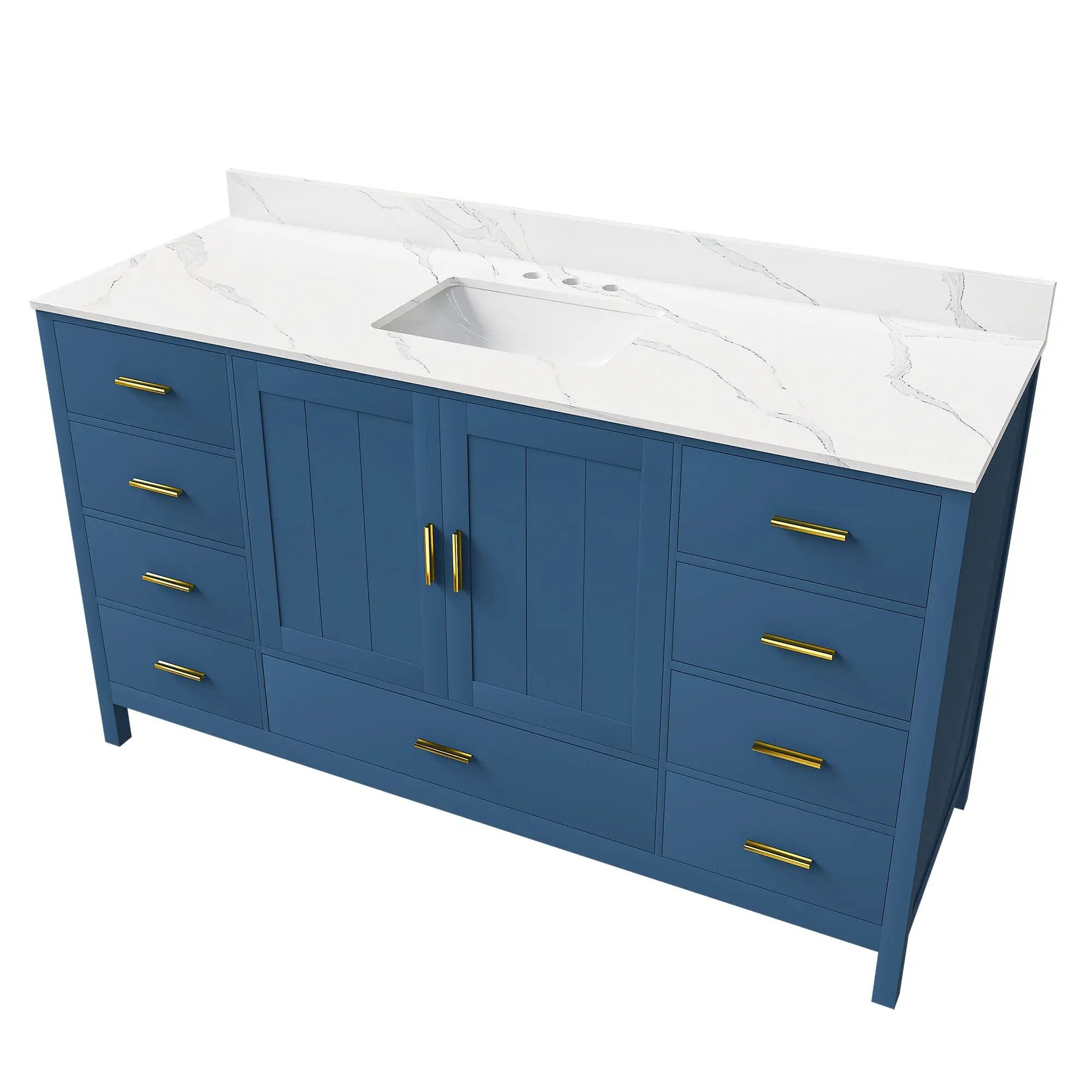 60" Modern Solid Wood Bathroom Vanity with Sink by HouseOfZazla