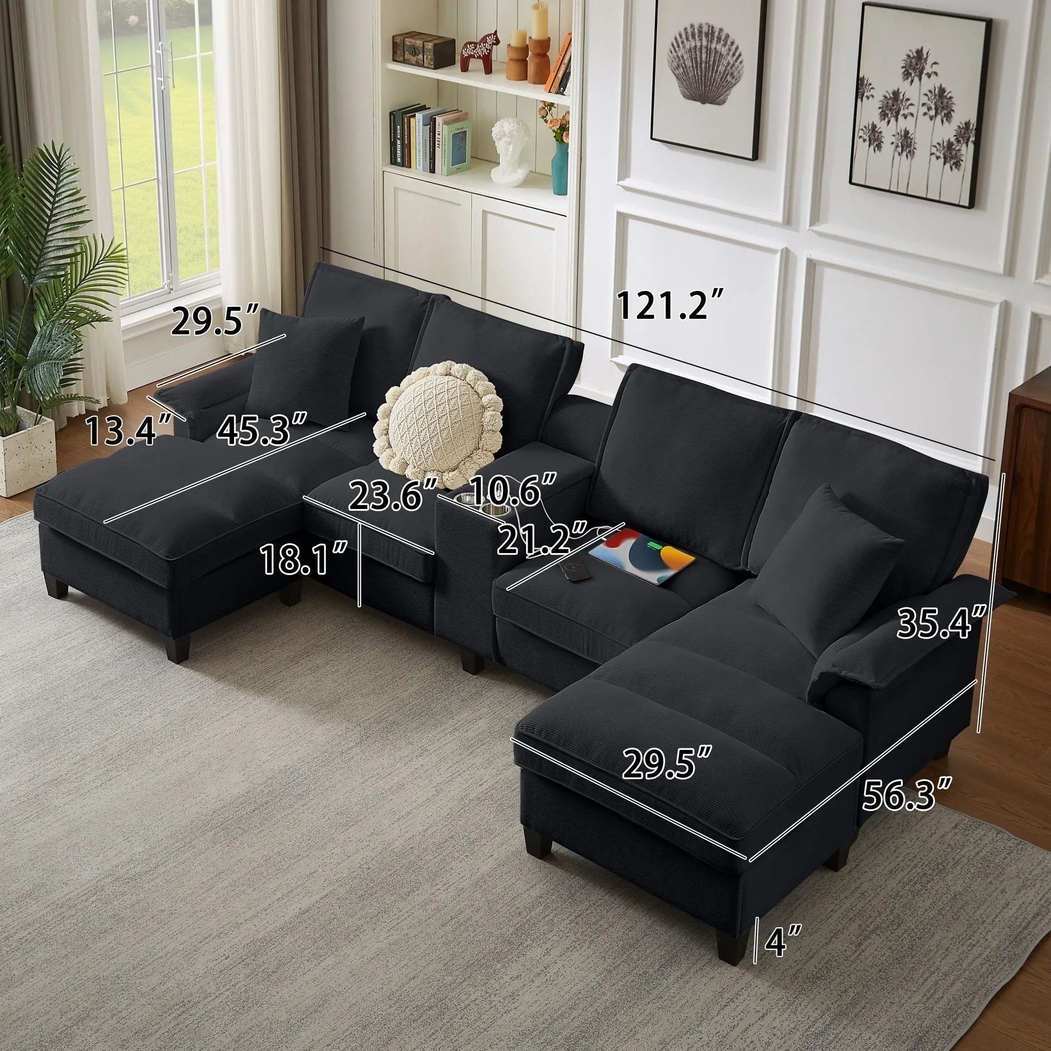 Modern U-Shaped Sectional Sofa Bed With Storage by HouseOfZazla