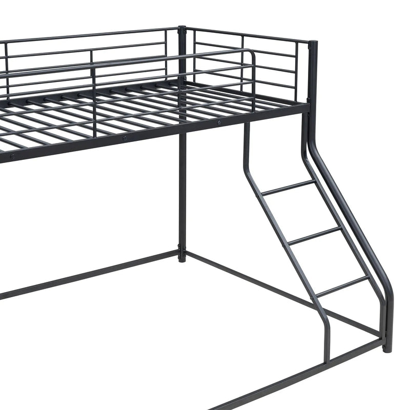 Metal Floor Bunk Bed With Sloped Ladder, Space Saving Design by Unique Piece Furniture