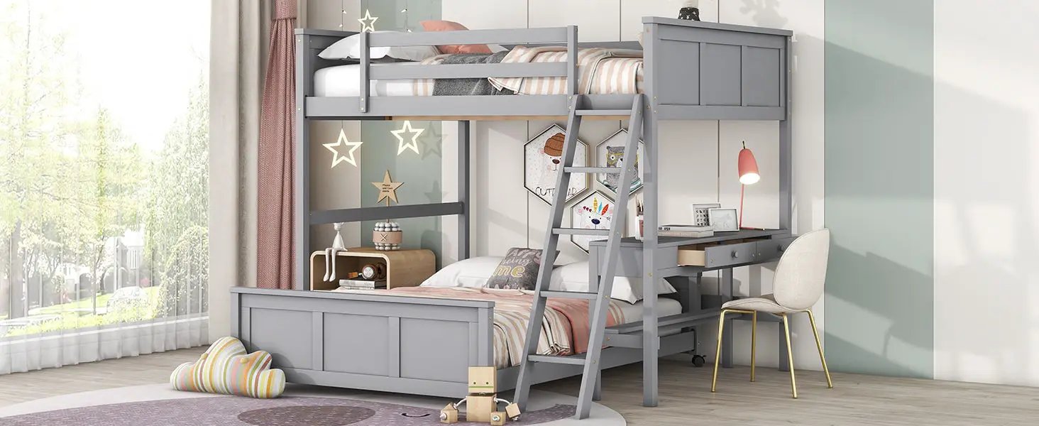 Full Over Full Bunk Bed With Desk
