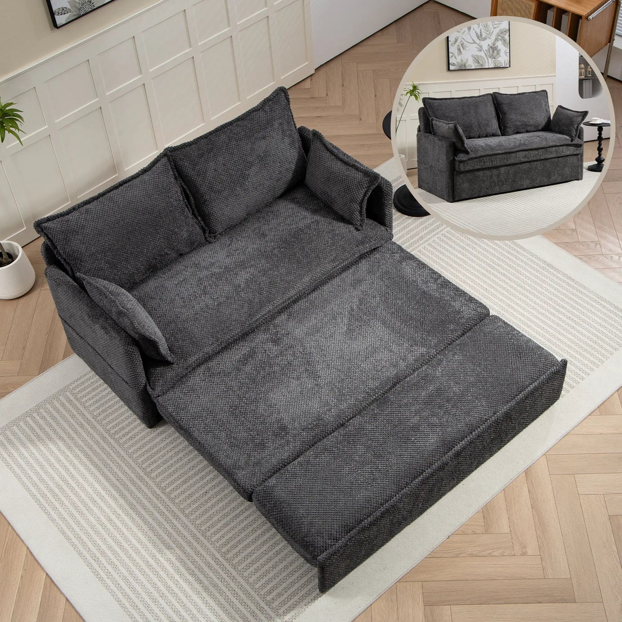 Pull Out Sofa Bed, Convertible Sleeper Sofa Couch, Side Storage, And USB / C - Type Charging Ports Chair by HouseOfZazla