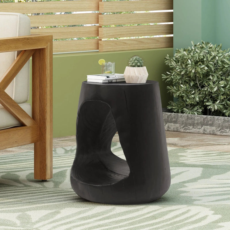 MGO Hollow Side Table with Wood-like Texture by BLAKHOM
