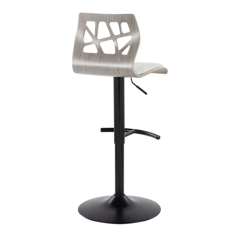 Folia - Contemporary Adjustable Barstool With Swivel With Rounded T Footrest (Set of 2) by HouseOfZazla