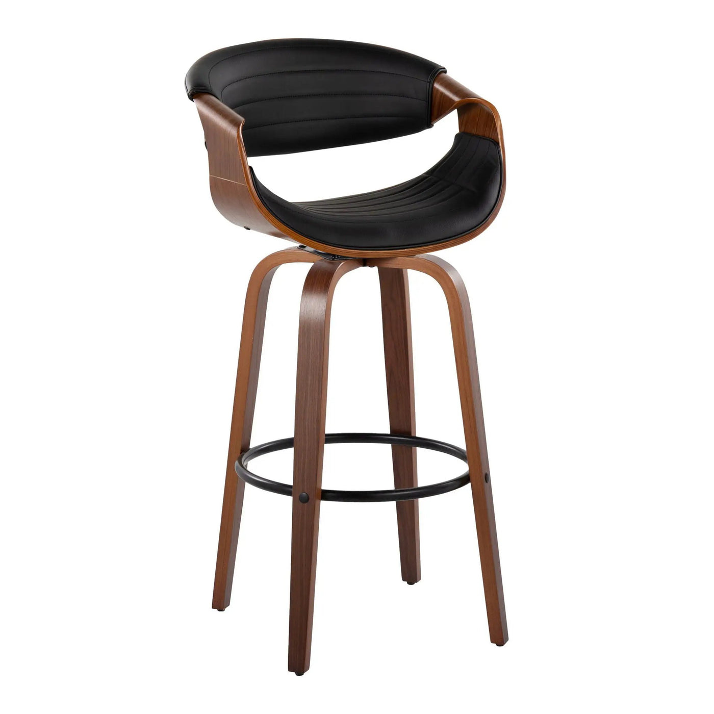 Symphony - Mid Century Modern Fixed Height Barstool With Swivel And Round Footrest (Set of 2) by HouseOfZazla