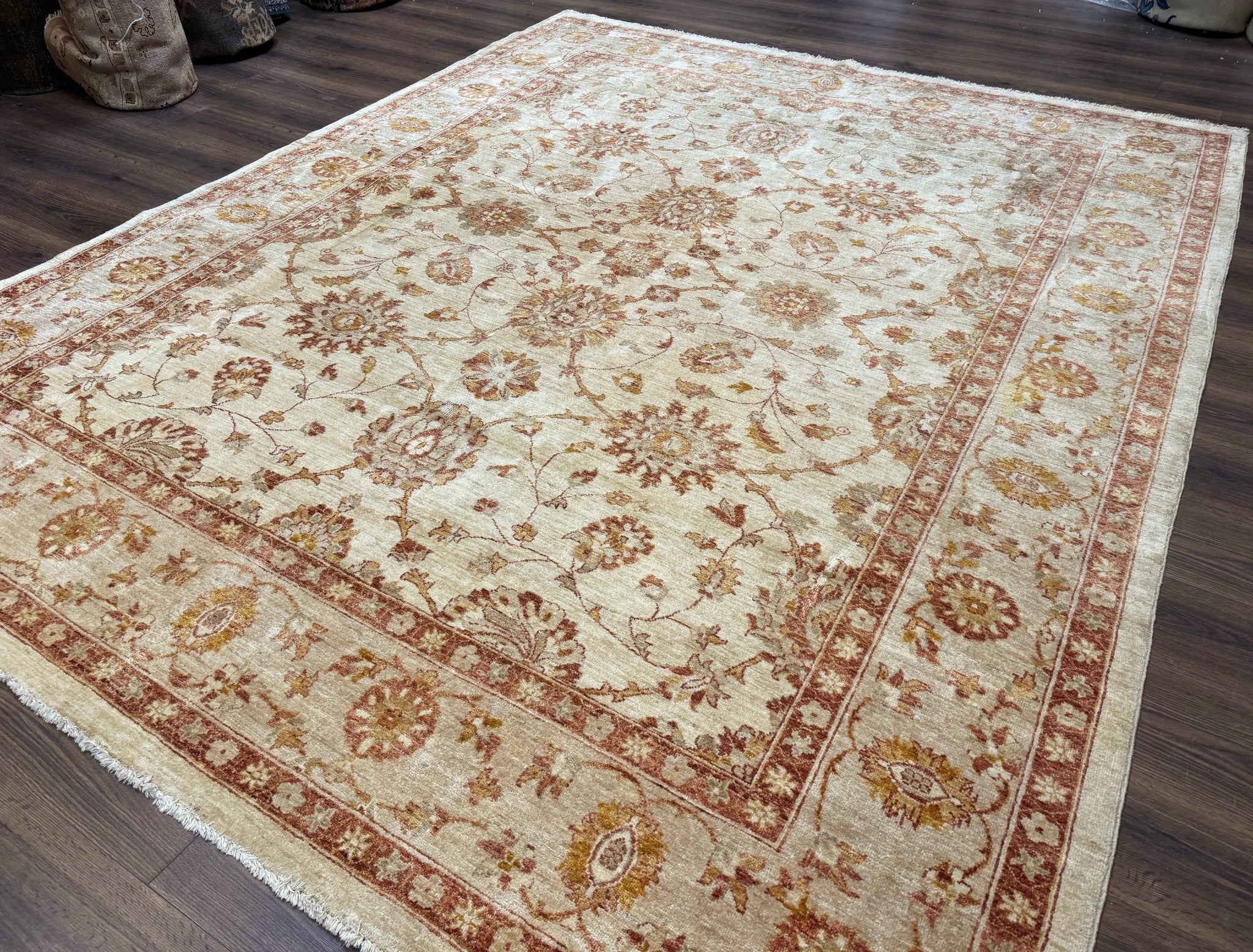 Pakistani Peshawar Rug 8x10, Pak Persian Traditional Oriental Carpet, Handmade, Wool, Allover Pattern by Jewel Rugs