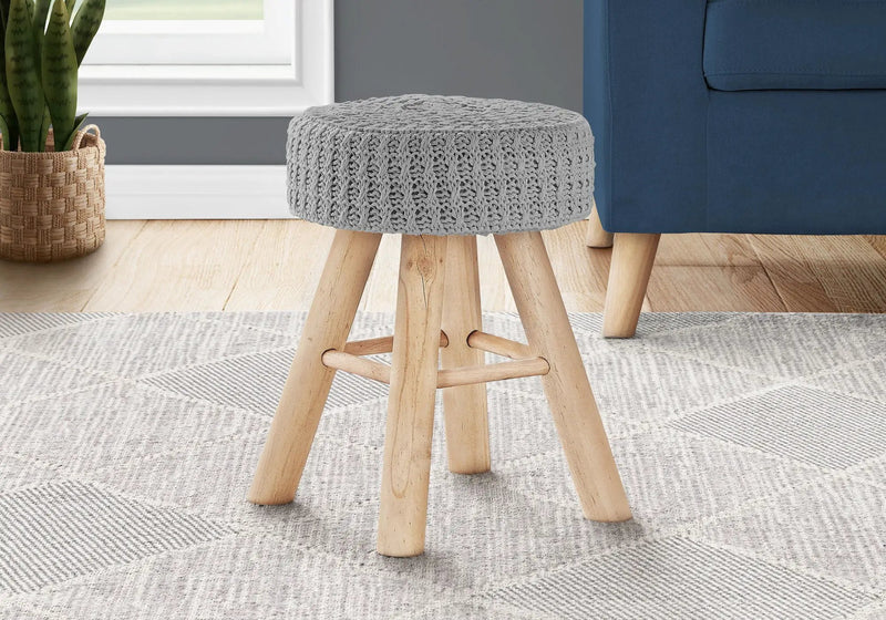 Ottoman, Pouf, Footrest, Foot Stool, Round, Natural Wood Legs, Contemporary, Modern by HouseOfZazla