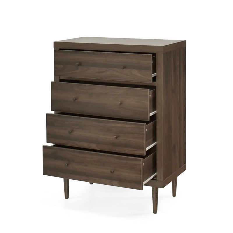 Farhart Mid Century Modern 4 Drawer Dresser - Walnut by HouseOfZazla