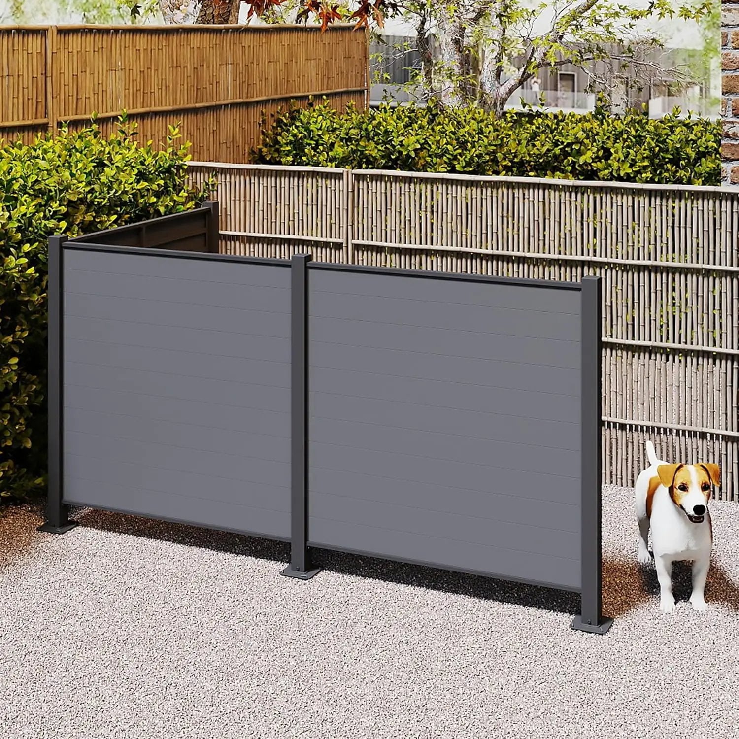 Outdoor Privacy Screens, 50" W x 50" H Air Conditioner Fence, Trash Can Enclosure (3 Panels, Black) by HouseOfZazla