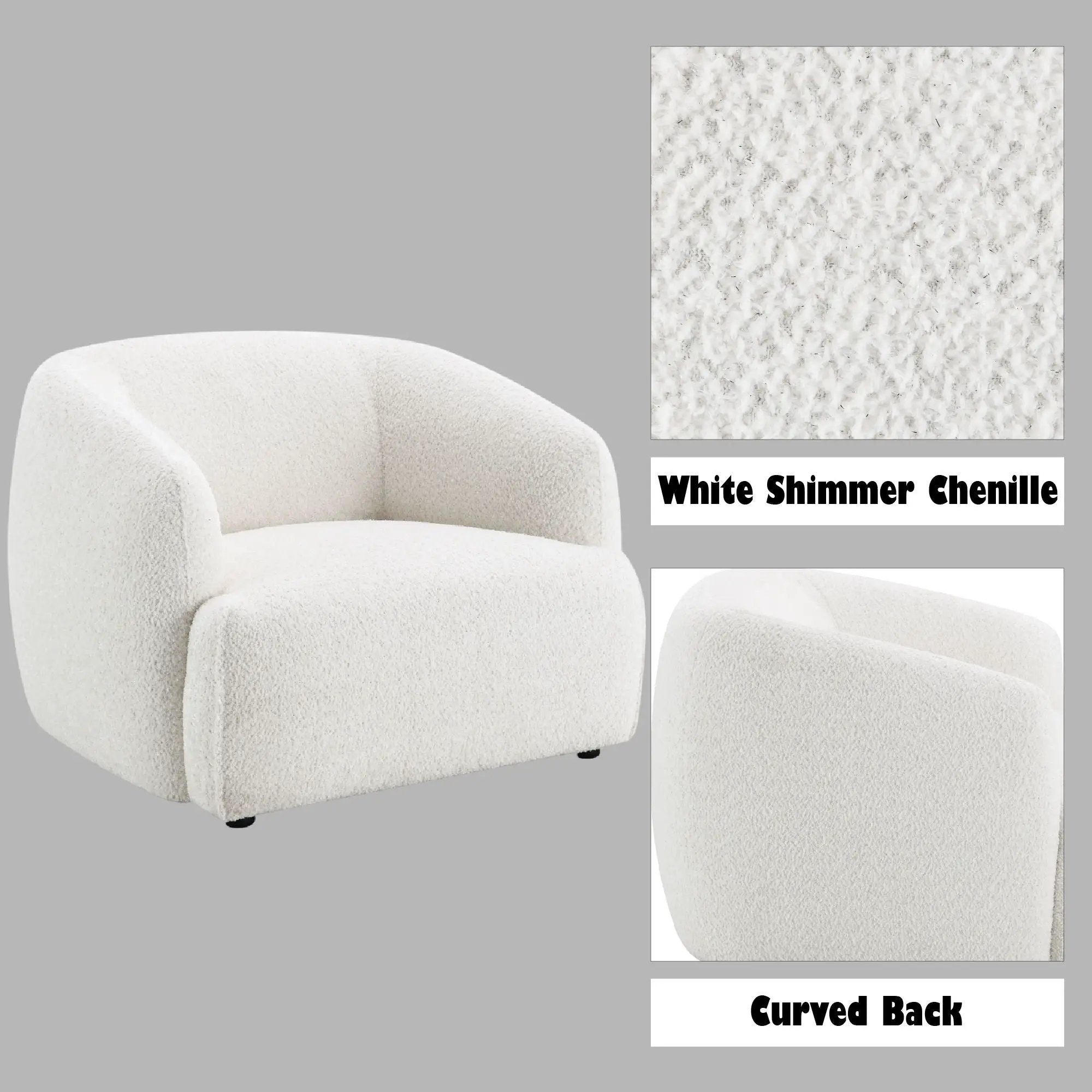Lucifer - Chair - White Shimmer Chenille by Unique Piece Furniture