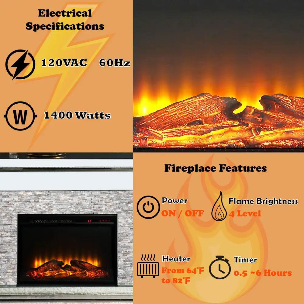 Laksha - Fireplace - Mirrored & Stone by Unique Piece Furniture