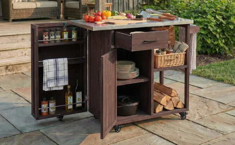 Outdoor Kitchen Island Fir Wood Prep Station by HouseOfZazla