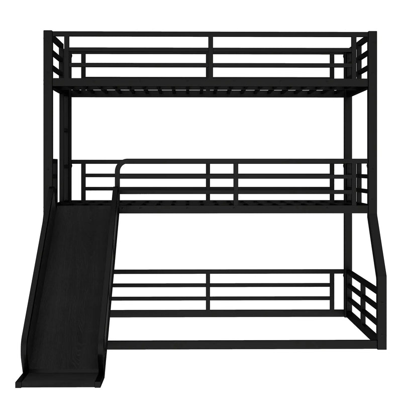 Twin Over Twin Over Full Bunk Bed with Slide by HouseOfZazla
