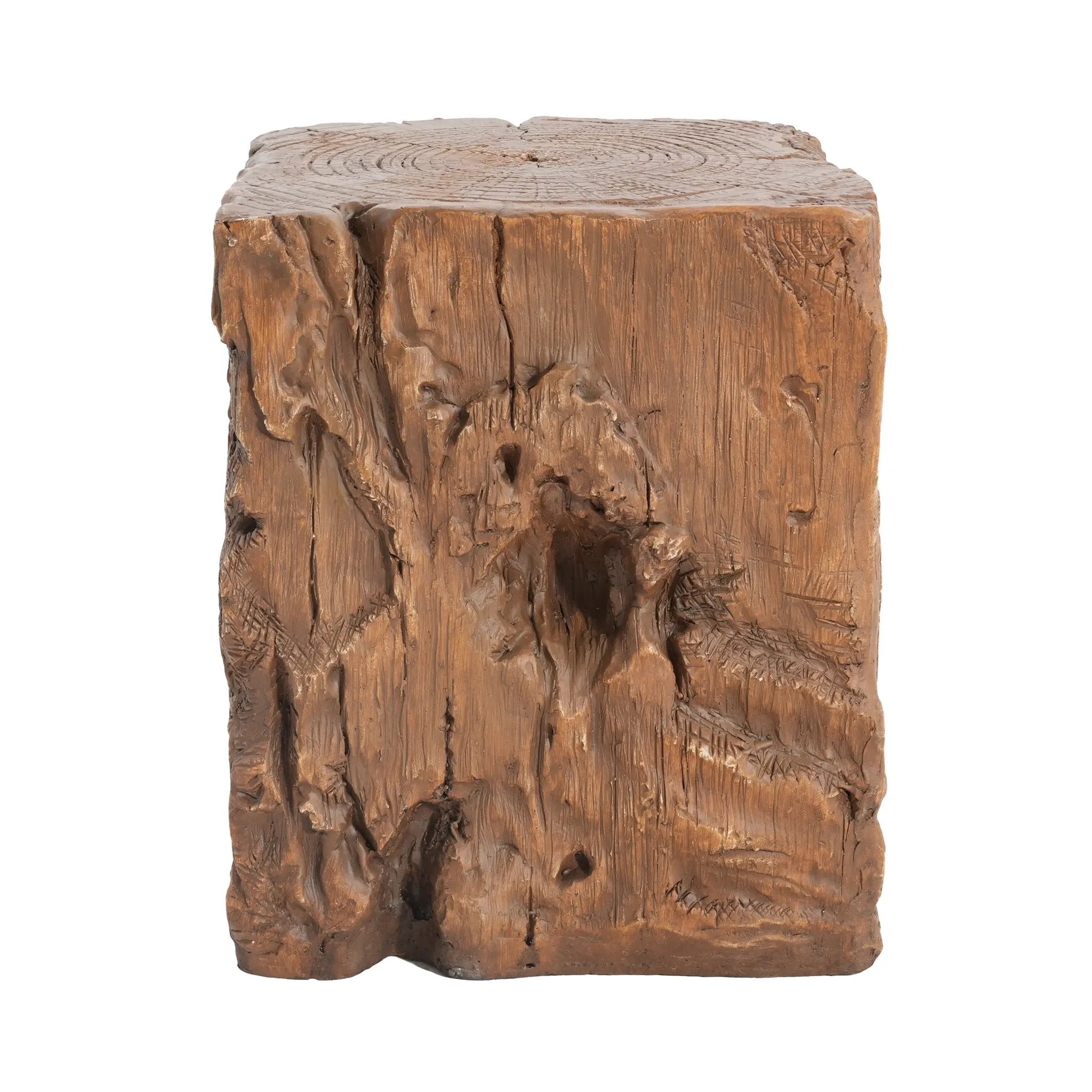 Amira Outdoor and Indoor Stump Shape MGO Side Table Brown Finish by HouseOfZazla
