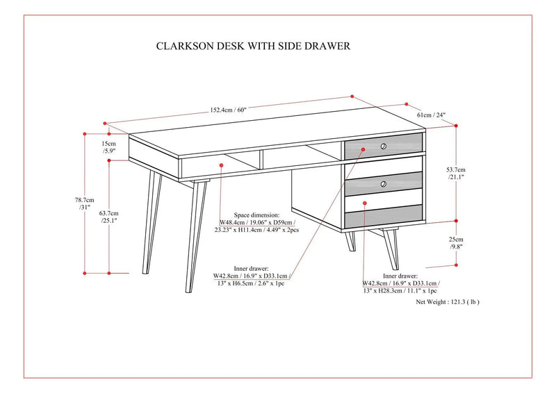 Clarkson - Desk With Side Drawers - Rustic Natural Aged Brown by HouseOfZazla