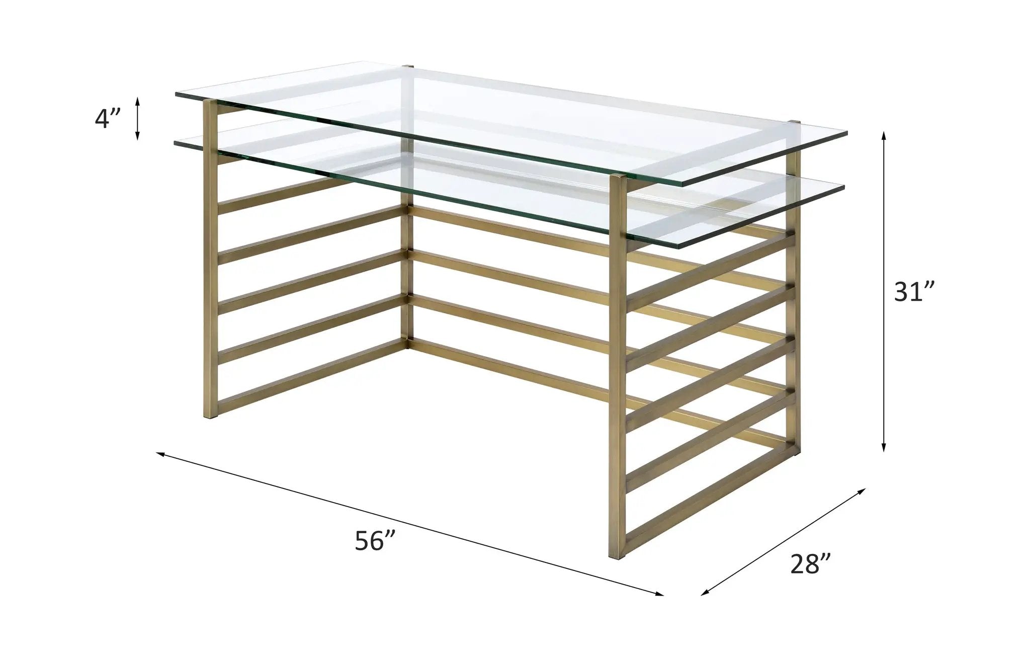 Shona Clear Glass Top & Antique Desk by HouseOfZazla