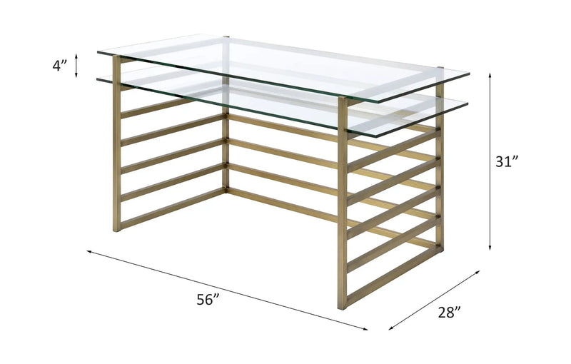 Shona Clear Glass Top & Antique Desk by HouseOfZazla