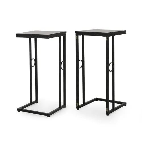 Essex Set of 2 Modern Black Metal End Tables by HouseOfZazla