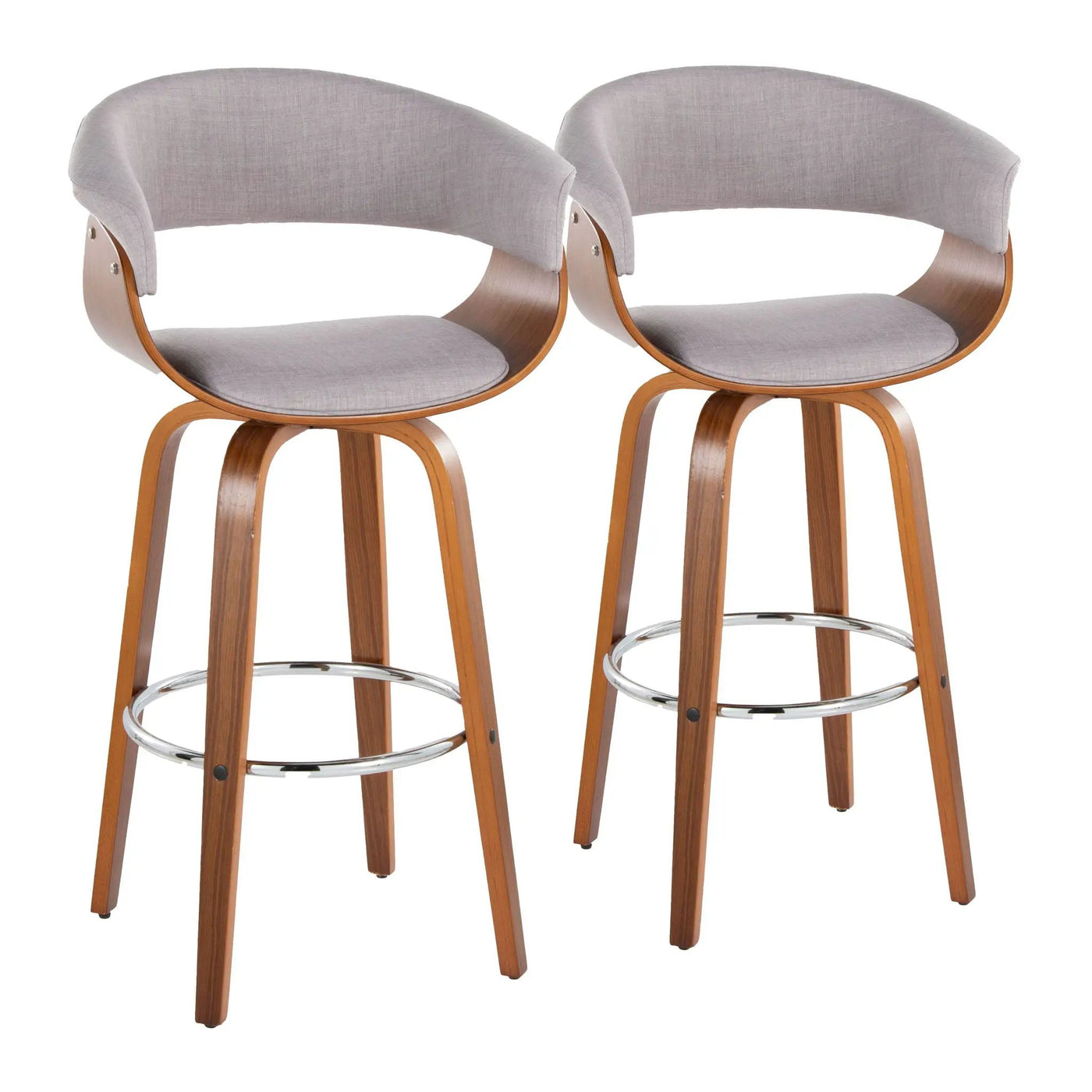 Vintage Mod - Mid Century Modern Fixed Height Barstool With Swivel With Round Footrest (Set of 2) by HouseOfZazla