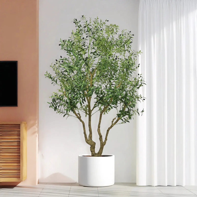 Artificial Olive Tree Large With Trunk, Indoor / Outdoor Decorative Plant For Living Room - Green by Unique Piece Furniture