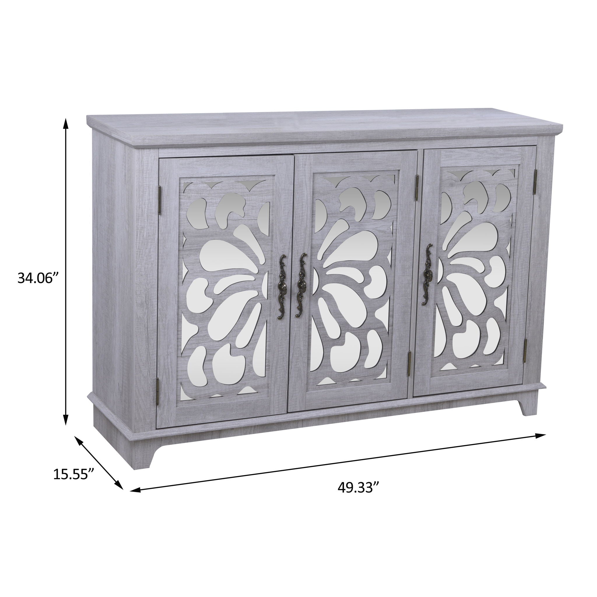 3 Door Mirrored Sideboard Cabinet With Adjustable Shelves by HouseOfZazla