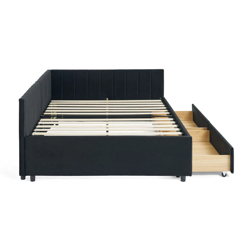 Upholstered Tufted Daybed Frame With Storage Drawers by HouseOfZazla