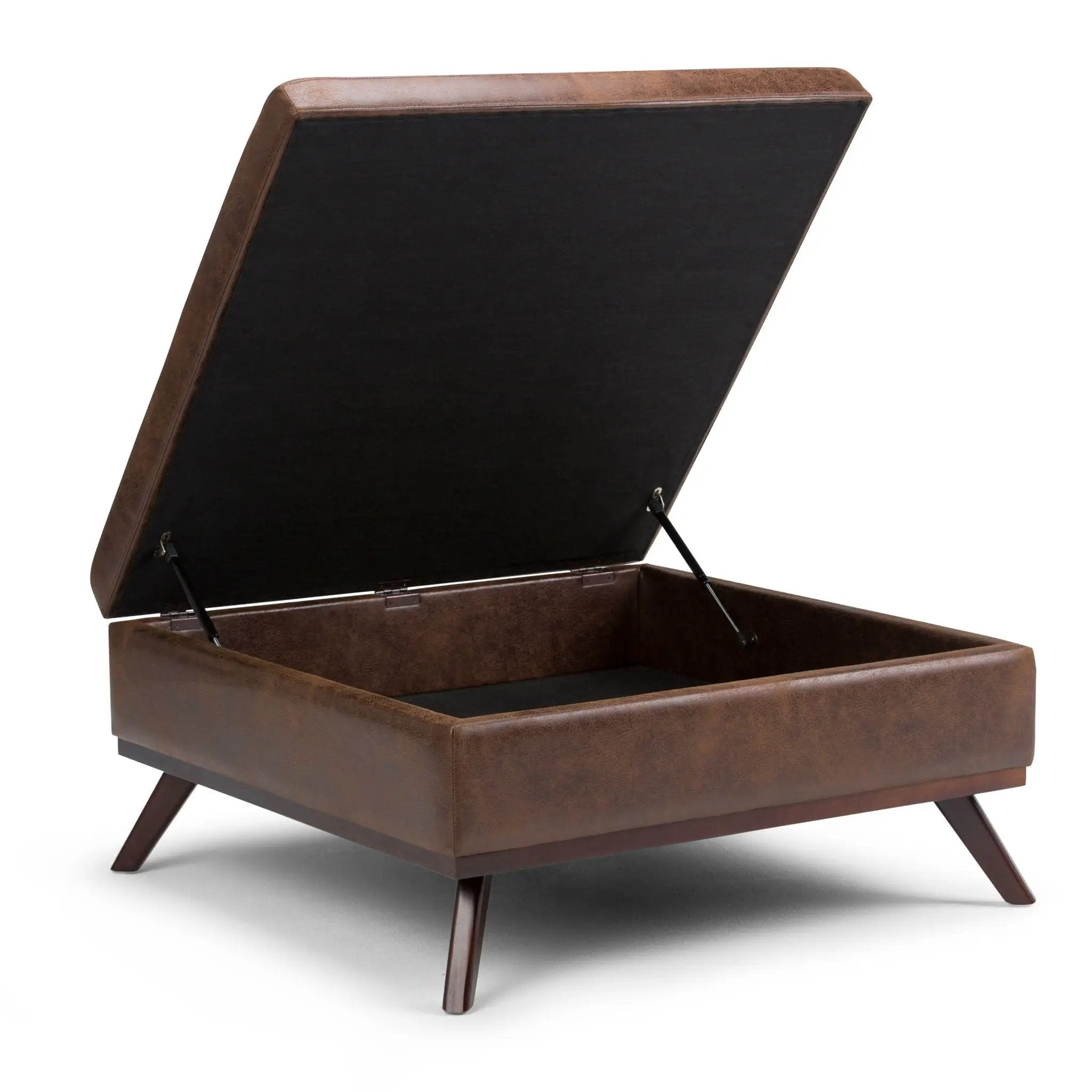 Owen - Square Coffee Table Storage Ottoman - Distressed Chestnut Brown by Unique Piece Furniture