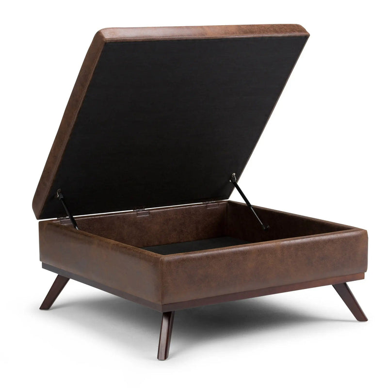 Owen - Square Coffee Table Storage Ottoman - Distressed Chestnut Brown by Unique Piece Furniture