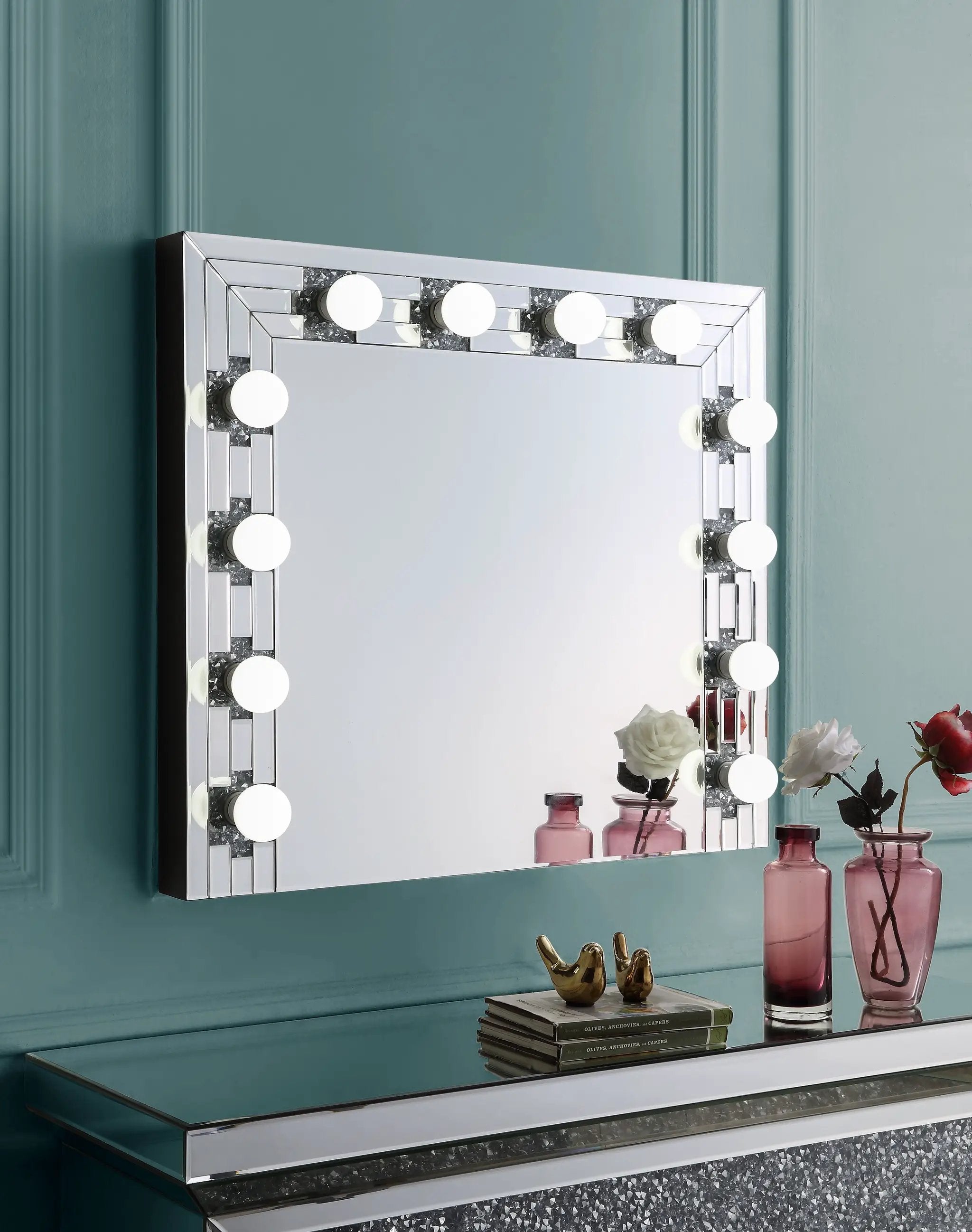Noralie Mirrored & Faux Diamonds Accent Mirror by HouseOfZazla
