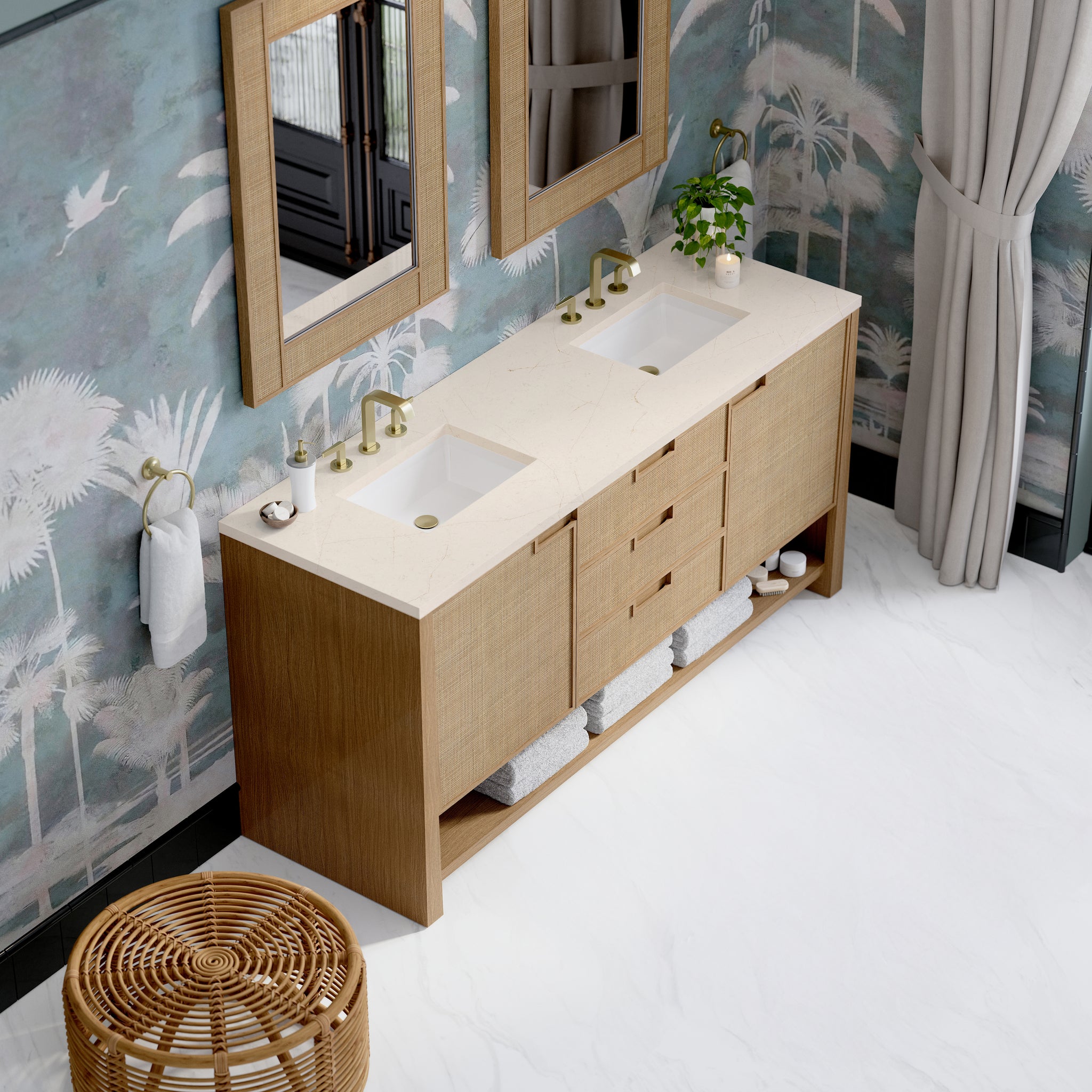 James Martin Solene 72" Double Bathroom Vanity, Seaside Oak, view 26