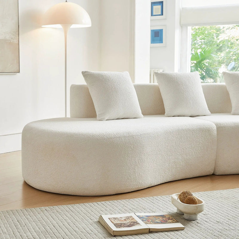 Curved Boneless Couch, Half Moon Sofa, 5 Seat Couch With High Density Foam Filled For Living Room - White by Unique Piece Furniture