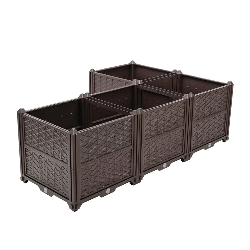 Indoor / Outdoor Rectangular Plastic Planting Box Kit For Vegetables, Herbs, Flowers & Succulents, Coffee, Polypropylene, 62.80" - Coffee by Unique Piece Furniture