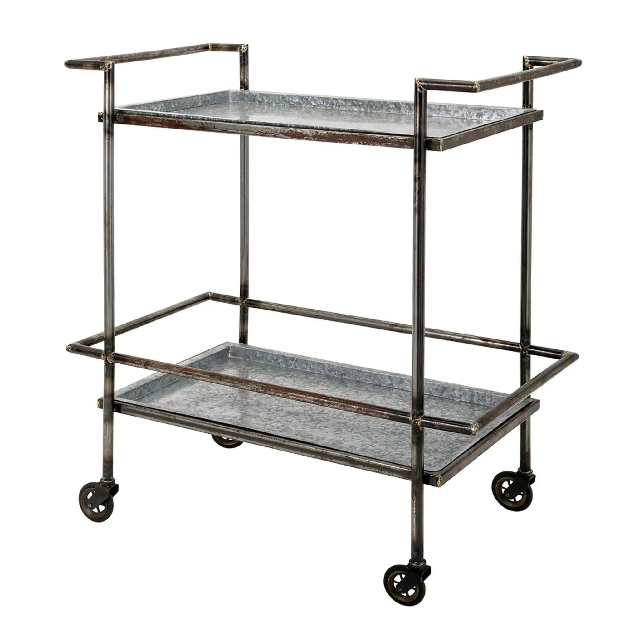 Percy Galvanized Metal Bar Cart - Gray by Unique Piece Furniture