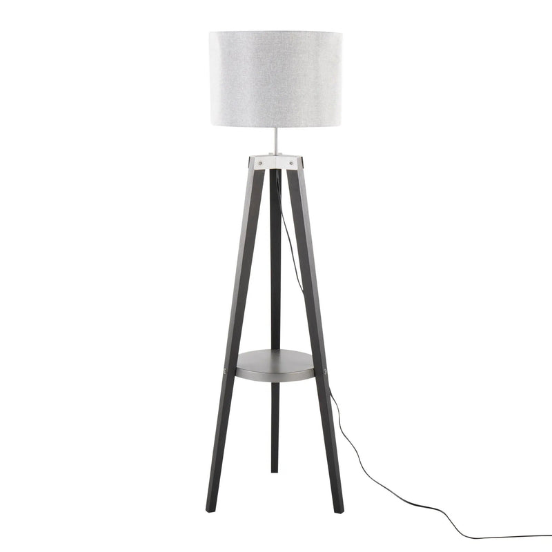 Compass - Mid Century Modern Floor Lamp With Shelf by HouseOfZazla