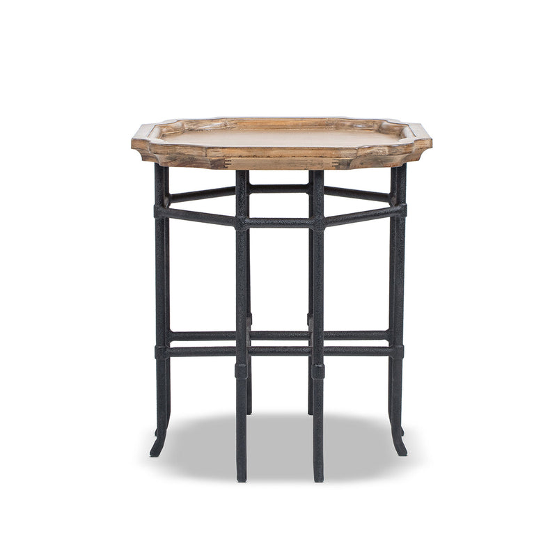 Foundry 24" Square Reclaimed Pine Wood & Iron Side Table Antique by HouseOfZazla