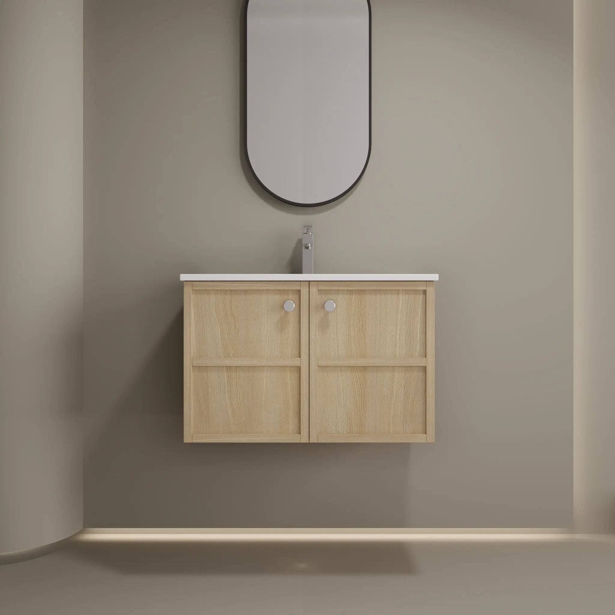 Wall Mounted Bathroom Vanity With Ceramic Sink And 2 Soft Closing Doors by Unique Piece Furniture